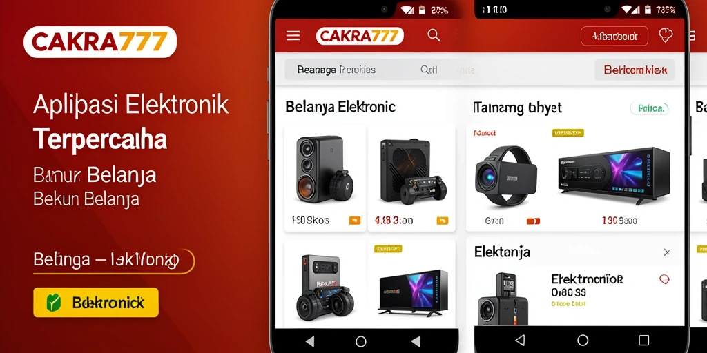 Antarmuka pengguna CAKRA777 yang jelas dan menarik untuk belanja elektronik.