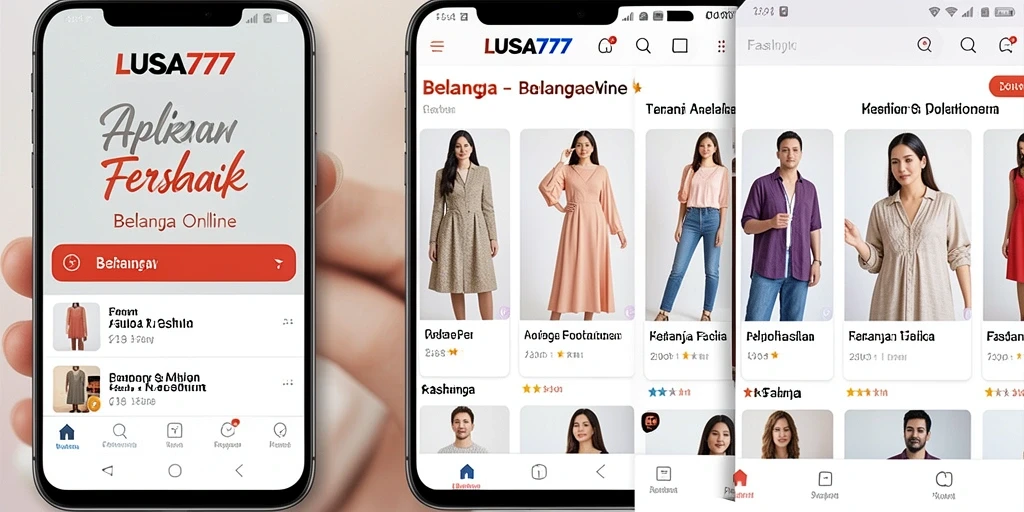 Screenshot antarmuka LUSA777 yang menampilkan berbagai produk fashion.