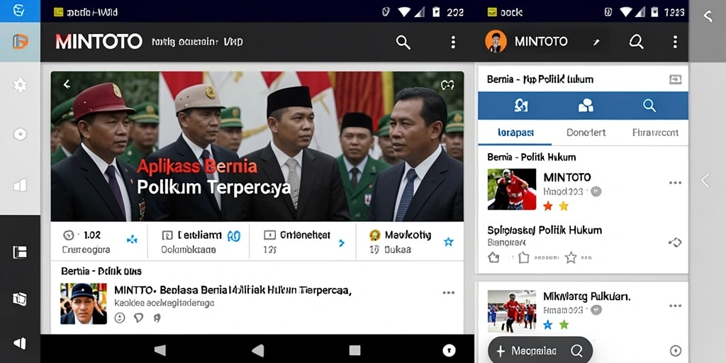 Antarmuka aplikasi MINTOTO dengan berita terkini politik hukum.