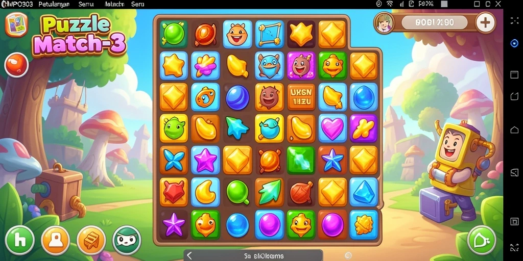 Antarmuka MPO303 menampilkan elemen Puzzle Match-3 yang menarik.