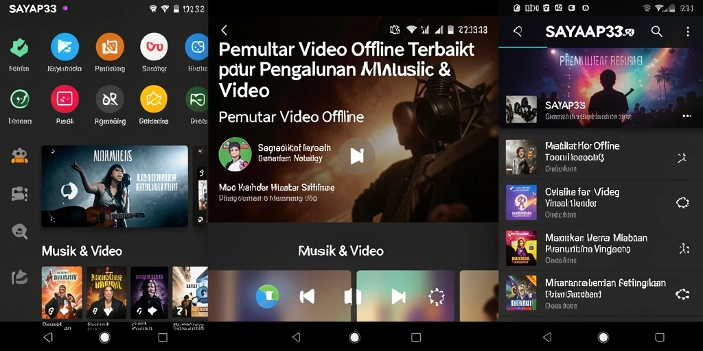 Antarmuka aplikasi SAYAP33 menunjukkan fungsi Pemutar Video Offline yang mudah digunakan.